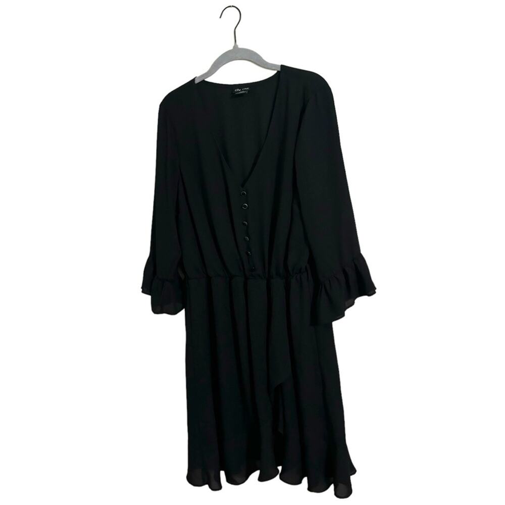 City Chic Black‎ Button Down Long Sleeve Dress Size 14